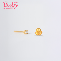 Brinco Baby Tiffany Pérola 2mm Dourado